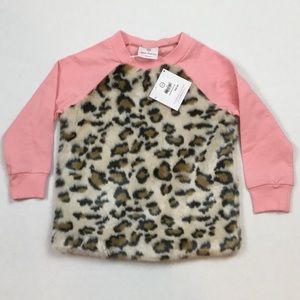 Hanna Andersson Girls Sweatshirt Cheetah Faux Fur Animal print